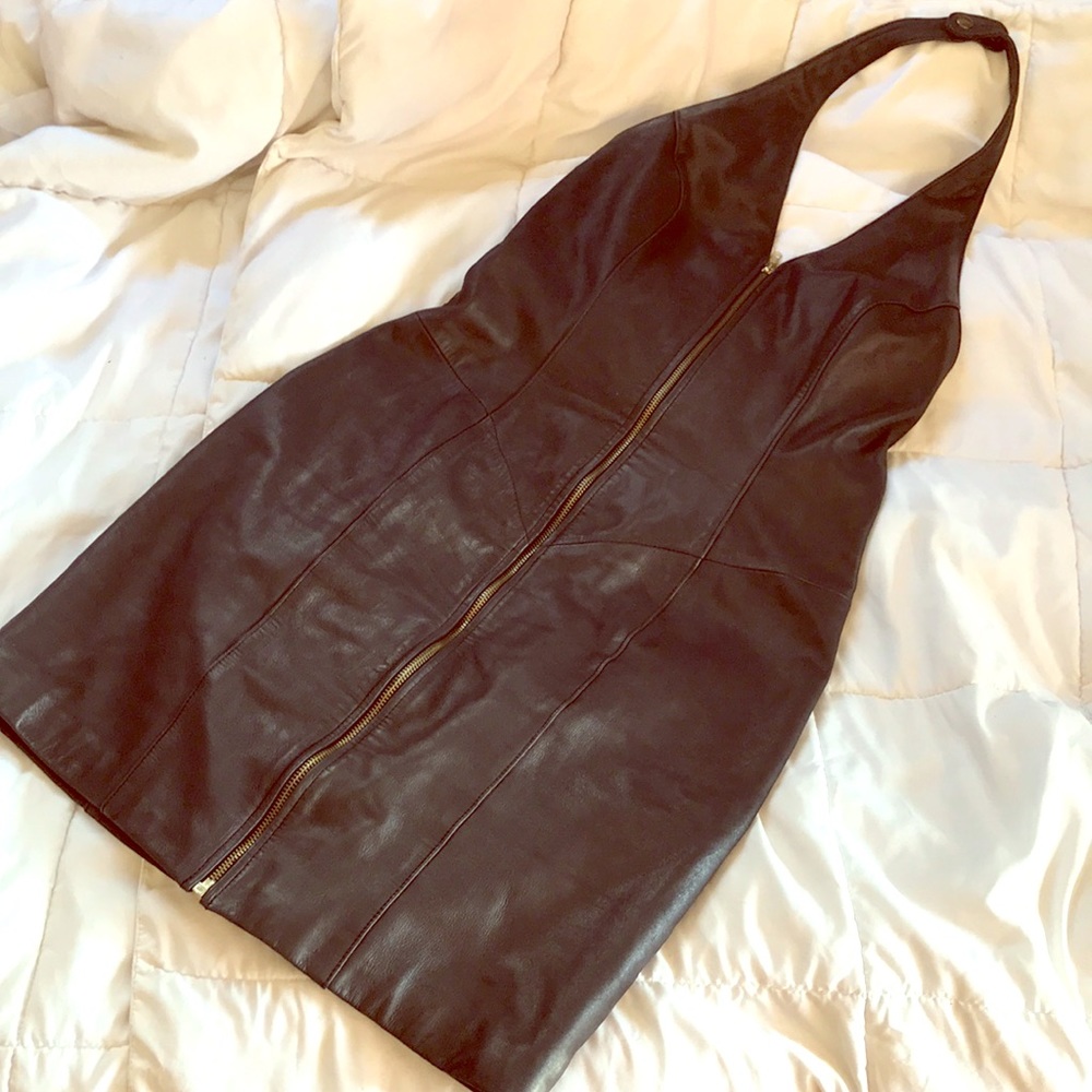 Leather halter dress